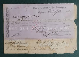 LOT 1882 antique 3 BALTIMORE md FIRE DEPARTMENT BANK CHECKS? cohen and r... - £92.44 GBP