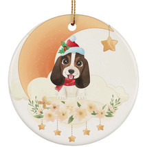 Cute Baby Basset Hound Dog On Moon Art Ornament Christmas Gift For Puppy Lover - £11.59 GBP