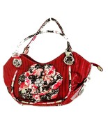 Women&#39;s Crystal Centered Flower Accent Hobo  Double Handle Bag - $22.78