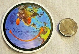 Round Smilin Face Earth Sticker Decal Cool Multicolor Travel Theme Embel... - $2.96