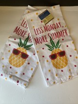 Flour Sack Towels Less Monday, More Summer 100% Cotton New Lot Of 2 - £6.75 GBP