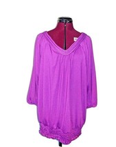 Mary McFadden Woman Top Purple Women Knit Plus Size 2X V Neck Pullover - $21.78