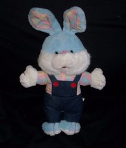 16" 1989 Vntage Acme Baby Blue Bunny Rabbit Plaid Shirt Stuffed Animal Plush Toy - $33.25