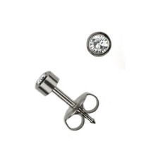 3mm Set of 3 Pairs Surgical Stainless Steel Ear Piercing April Stud Earrings - £4.67 GBP