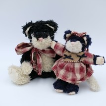 Boyds Bears EXPRESSO FRISKY 5.5&quot; &amp; JAVA B BEAN 8&quot; Plush Cat Christmas Or... - £17.36 GBP