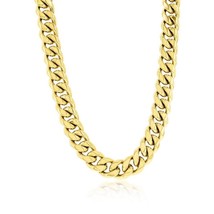 Steel 14mm Miami Cuban Chain Necklace - Gold Plated - £82.77 GBP