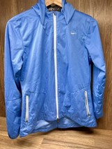 Nike Golf Jacket Womens Blue Windbreaker Hooded Full Zip Performance Size S - £18.18 GBP