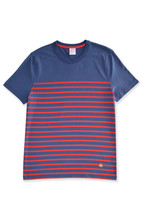 Brooks Brothers Mens Blue Red Striped Crewneck Tee T-Shirt, M Medium 8290-10 - £37.14 GBP