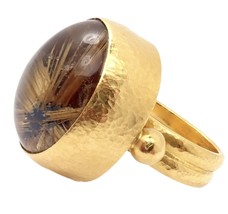 Authentic! Gurhan Hammered 24k Gold Rutilated Quartz Ring sz 6 - £3,299.52 GBP
