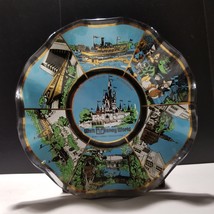 Walt Disney World Magic Kingdom Bent Glass Dish Vtg WD Productions - £9.59 GBP