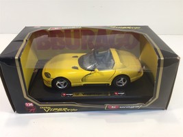 1993 Dodge Viper RT/10 Yellow Burago 1:24 NIB Die Cast Metal with Plasti... - $24.99