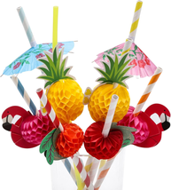 100PCS Flamingo Fruit Paper Straws Coffee &amp; Cocktail Stirrers,Disposable Drinkin - £13.95 GBP