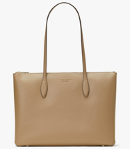 Kate Spade All Day Large Zip Top Tote Beige Leather Laptop Bag PXR00387 NWT FS - £118.66 GBP