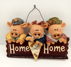 Rustic Dan Dee Plush Three Little Pigs Home Sweet Home Sign Farmhouse Wall Décor - £19.75 GBP