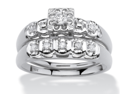 Round Diamond Wedding 2 Piece Ring Set Solid 10K White Gold 6 7 8 9 10 - £1,125.19 GBP