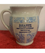 Blue White Stoneware Collector Pottery Convention Pitcher 1982 Western r... - £101.20 GBP