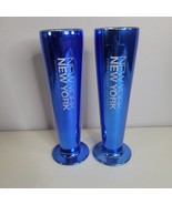 New York New York Las Vegas Hotel Casino Blue Pilsner Beer Glass Set 9 i... - $34.99