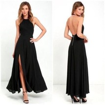 NBD X Naven Twins High Times Black Maxi Dress Size Small Black Halter Ne... - $95.79