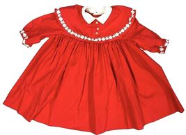 VTG 1950s Red Girl Party Dress Daisy Trim Applique Toddler Size 3T - $23.95