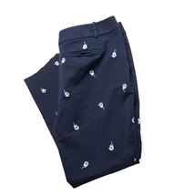 LOFT Floral Embroidered Marissa Crop Navy Blue White Casual Size 14 - $17.64
