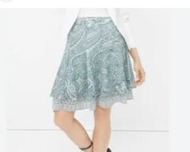 White House Black Market Skirt Women Paisley Blue Teal White Size 14 - £10.59 GBP