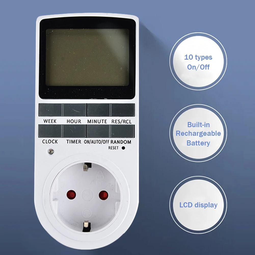 Digital Timer Switch Socket DE  LCD Display Progmable Timing Socket Rech... - £43.37 GBP