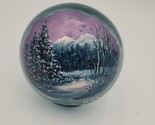 Vintage Hand Blown Hand-Pained Winter Snowfall Scene Round Hollow Art Gl... - $8.90
