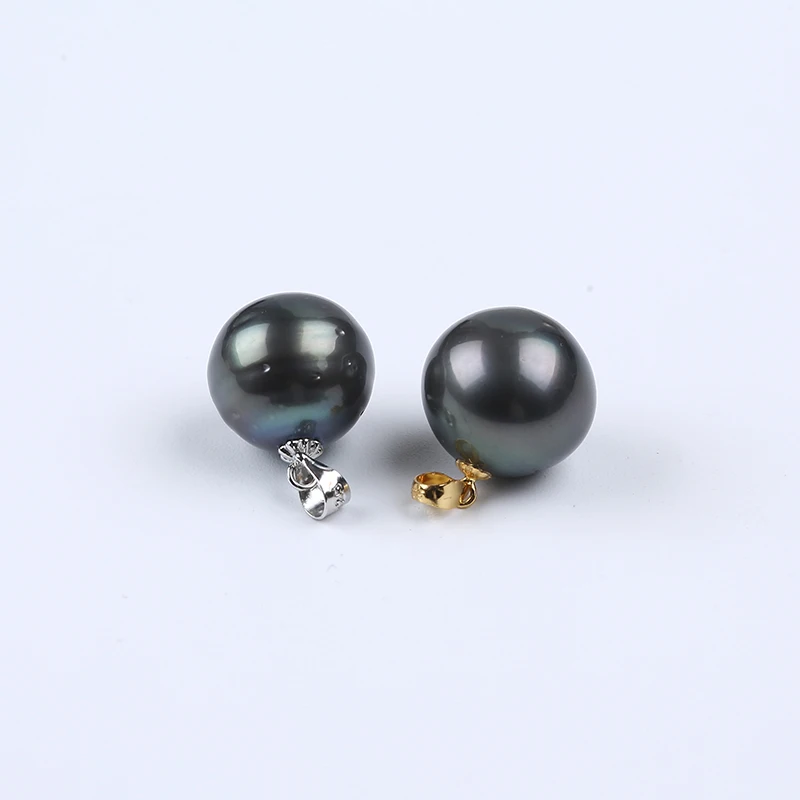 925 sterling silver 15-16mm natural black nearl round thread real tahitian pearl - £165.65 GBP