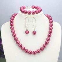 Hot Sale 10mm Accessories Red Glass  Beads Necklace Bracelet Earrings Sets Jewel - £18.86 GBP