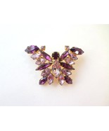 Purple Rhinestone Butterfly Brooch, Made In Austria - $60.33 CAD