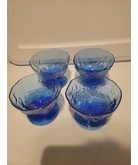 Vintage MCM Lot of 4 SENECA DRIFTWOOD DELPHINE Blue CRINKLE Glass Footed... - £20.24 GBP