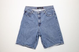 Vtg 90s Guess Mens 34 Distressed Spell Out Baggy Fit Denim Jean Shorts Jorts USA - £46.62 GBP