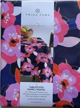 Trina Turk Bright Colorful Big Flowers Indoor Outdoor Cloth Tablecloth NIP HTF - £29.56 GBP+