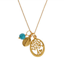 Strength of Faith Tree with Symbolic Christian Cross Gold Plated Silver - £22.20 GBP