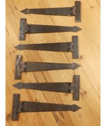 6 PRIMITIVE HAND FORGED IRON HINGE HINGES DOOR CABINET IRON 12 1/2"  *SOME RUST* - $64.99