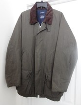 Nautica Men&#39;s Jacket Coat Field Barn Quilt Lined Cord Coll Distress Olive L VTG - £39.92 GBP