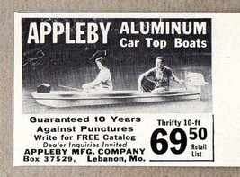 1963 Print Ad Appleby Aluminum Car Top Boats Lebanon,MO - £6.77 GBP