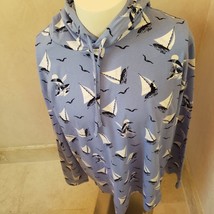 POLO RALPH LAUREN BLUE WHITE SAILBOATS LIGHTWEIGHT HOODIE PULLOVER LARGE... - €49,89 EUR