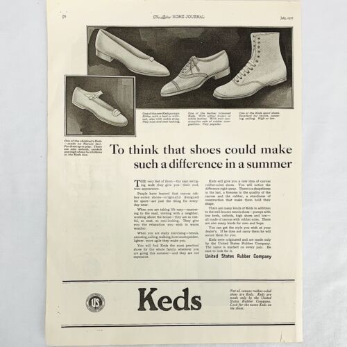 Vintage 1921 Keds Childrens Shoes Print Ad United States Rubber Co 13" x 9 3/4" - $6.62