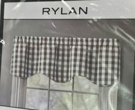 Rylan Buffalo Check Scalloped Window Valance In Grey 52&quot; x 17&quot; - £17.41 GBP