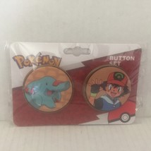 New Pokemon Phanpy &amp; Ash 1&#39;&#39; Buttons Set - $167.32 MXN