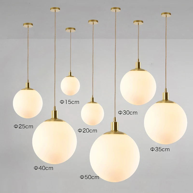 Milky white ball Glass Pendant Lights 8-40CM Home Hanging Lamps For Bar ... - $22.06+
