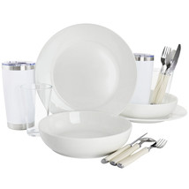 Gibson Home Nobella 14 Piece Fine Ceramic Dinnerware Set in White - $108.99
