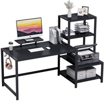 Computer Desk 59 Inch With Storage Printer Shelf Reversible Study Writing Table  - £161.19 GBP