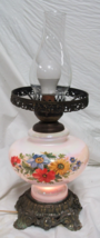Opalescent L &amp; L WMC 1971 GWTW Parlor Hurricane Table Lamp 3 WAY Floral Works - £70.05 GBP
