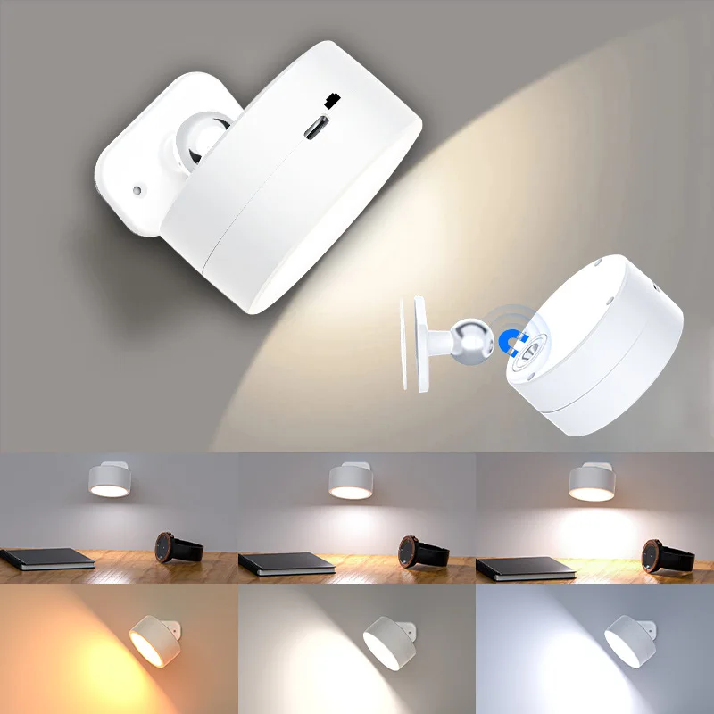 Rotation 360 Degree Led Wall Lamp Touch Remote Control Cabinet Spotlight Usb - £8.66 GBP+