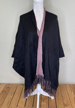 vince camuto women’s fringe cardigan sweater Shawl Size S Black L6 - £9.79 GBP