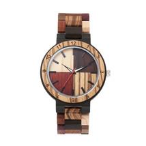Men Watch Multi Color Dial Wood Colorful Strap Luminous Wooden Quartz Wa... - $1,123.56 MXN