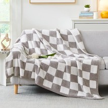 Wrensonge Checkered Throw Blanket, Light Grey Microfiber Soft Cozy, 50&quot;*70&quot; - £37.10 GBP