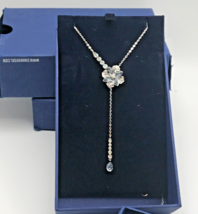 Swarovski Crystal VERDURE Y-Drop Necklace Pendant Blue Silver - $89.09